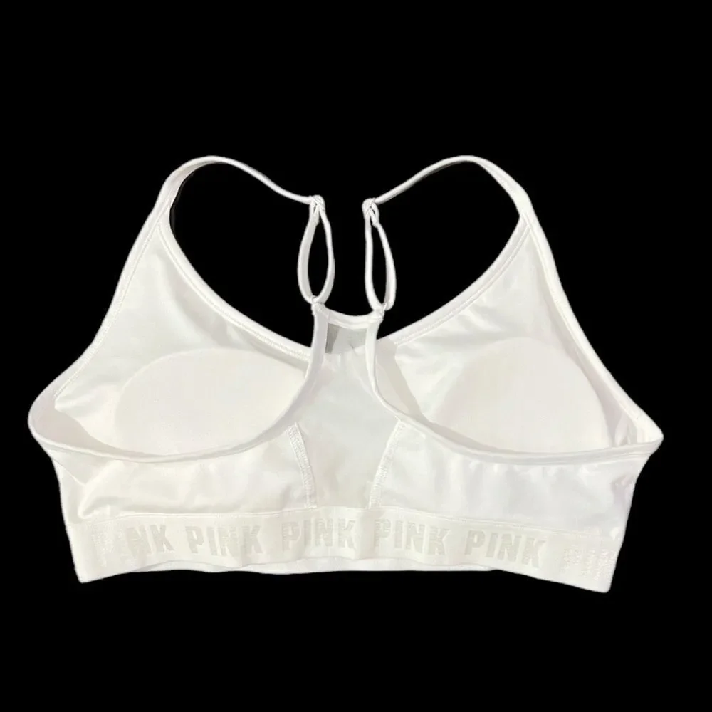 Victorias Secret Pink Ultimate Gym Lined Removable Padding sport bra White XL